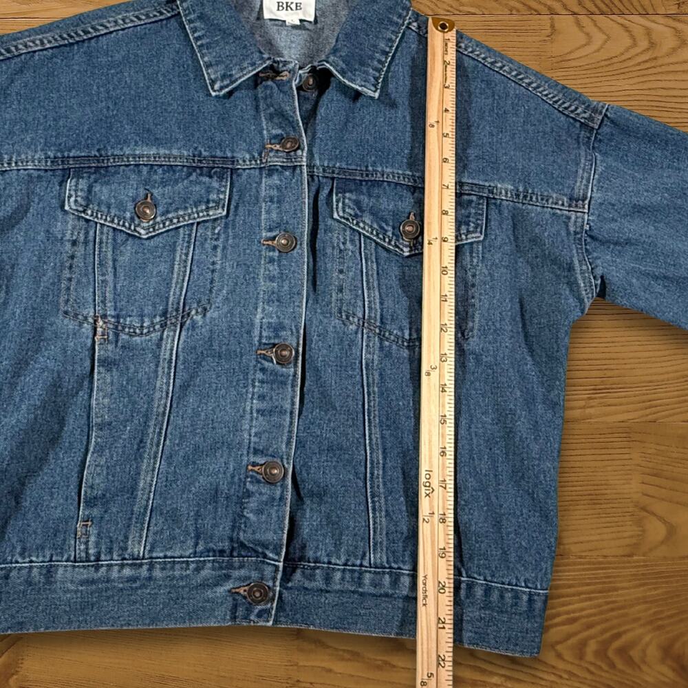BKE Plaid and Denim Trucker Jacket Brushed Wool Blend Size Large - Picture 9 of 10